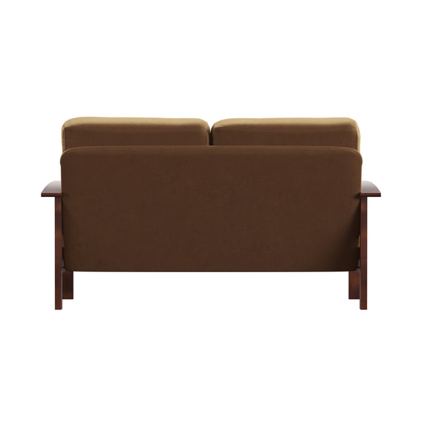 Homelegance By Top-Line Parcell Mission-Style Wood Loveseat Tan Rubberwood
