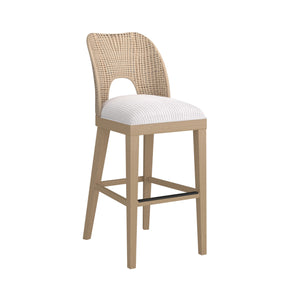 A.R.T. Furniture Frame Bar Stool - Modern Woven Sling Back Design With Natural Cane And Striking Upholstered Seat Brown Material(S), Ash & Poplar Solid,Plank,Effect Flakey & Quarter,Sawn Oak Veneer,Cane,Foam,Fabric 278208-2335bl