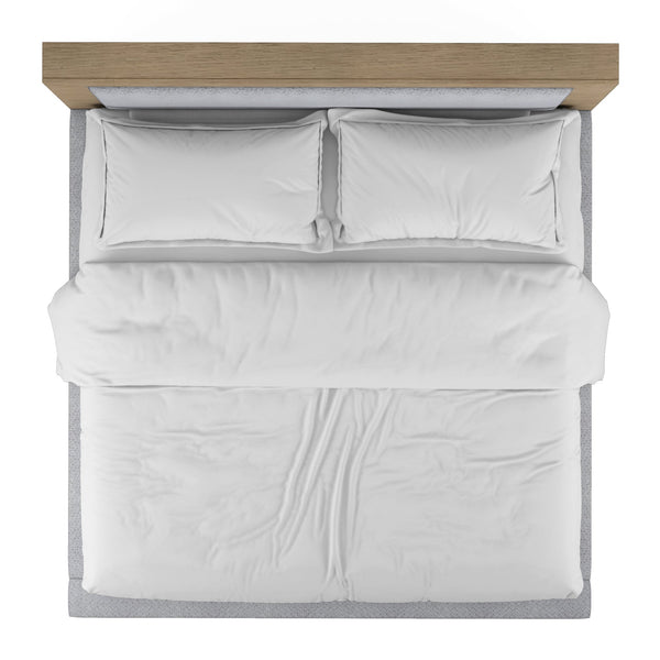 A.R.T. Furniture Garrison King Upholstered Bed - Casual Contemporary Design With Herringbone Headboard & Cream Fabric White, Brown Parawood Solids With Ash Embossing,White Oak Veneers,Foam,Fabric 322126-1302