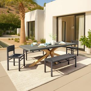 Zuo Modern Suan Modern Graphite Dining Table - Stylish Terrazzo & Acacia Wood For Urban Elegance Gray Duralcrete,Acacia Wood 704095-zuo-modern