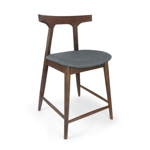English Elm Counter Stools Set of Two Mid-century Rubberwood Frame Upholstered Kitchen Island Seating 72661.00