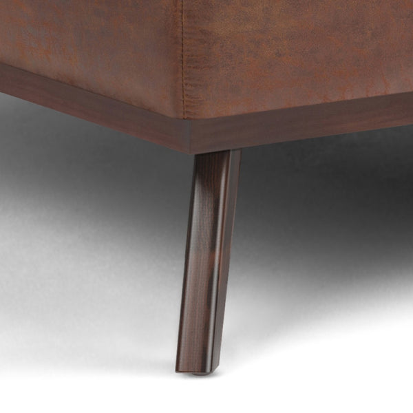 English Elm Owen Xl Square Storage Ottoman - Mid-Century Modern Design In Distressed Saddle Brown Faux Leather B136P159203-GIGA