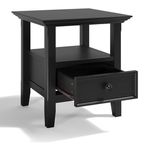 English Elm Amherst End Table - Handcrafted Black Wood Table With Storage Drawer & Transitional Design Style B136P158316