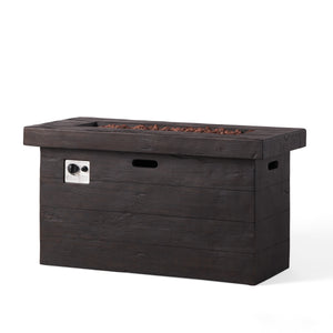 English Elm Custer Outdoor Rectangular Mgo Fire Pit 50000 Btu Patio Entertaining Table 61102.00BRN-50K