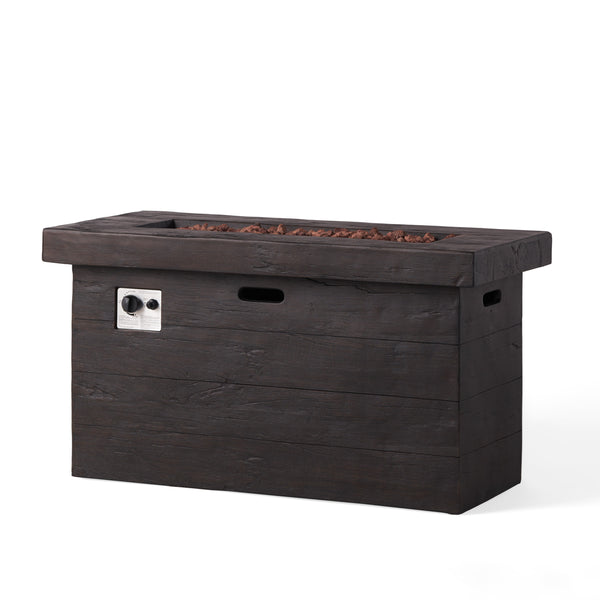English Elm Custer Outdoor Rectangular Mgo Fire Pit 50000 Btu Patio Entertaining Table 61102.00BRN-50K