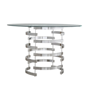 Homelegance By Top-Line Pierce Vortex Base Dining Table Chrome Metal