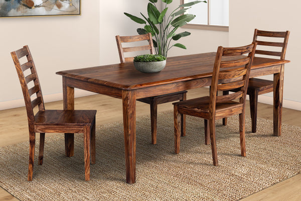 Porter Designs Porter Sonora Solid Sheesham Wood Dining Table - Handcrafted Elegance With Rich Color Variation Brown Wood 07-196-01-9740