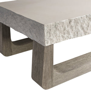 Bernhardt Bernhardt Bristol Outdoor Cocktail Table With Sand Grey Grc Top & Weathered Teak Sculptural Base K1862