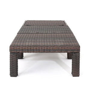 English Elm Christopher Knight Home® - JAMAICA Rattan Chaise Lounge Brown Polyethylene Wicker Iron Frame Multi-Brown Finish Durable Outdoor Patio Seat 76.6"D 62575.00WTC