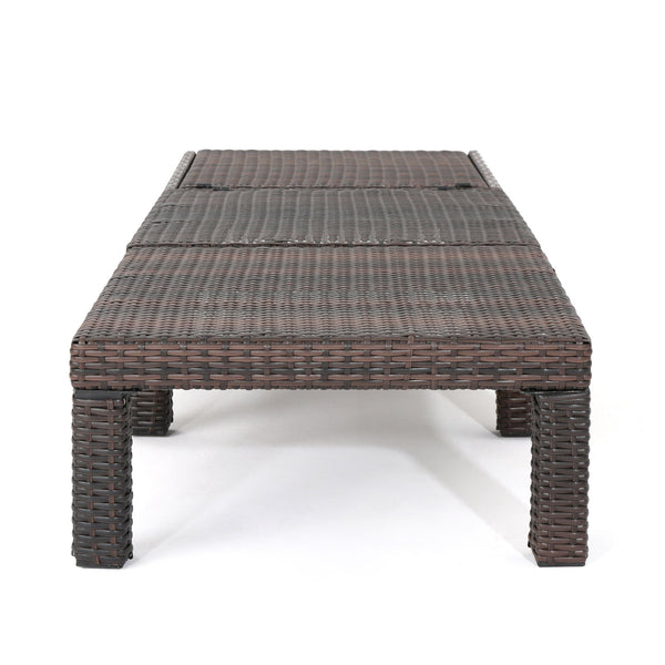 English Elm Christopher Knight Home® - JAMAICA Rattan Chaise Lounge Brown Polyethylene Wicker Iron Frame Multi-Brown Finish Durable Outdoor Patio Seat 76.6"D 62575.00WTC