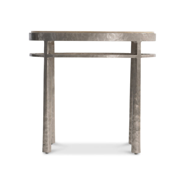 Bernhardt Bernhardt Aventura Side Table With Marcona Oak Top & Frosted Nickel Cast-Aluminum Base, 24"H 318125