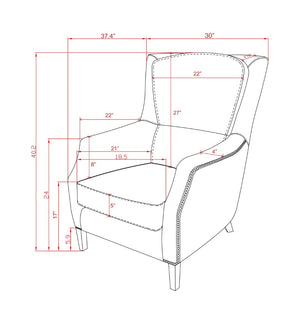 Pasargad Home Baker Wing Chair - Vintage Cigar Brown Leather With Elegant Dark Wood Legs Brown Leather Chair-900