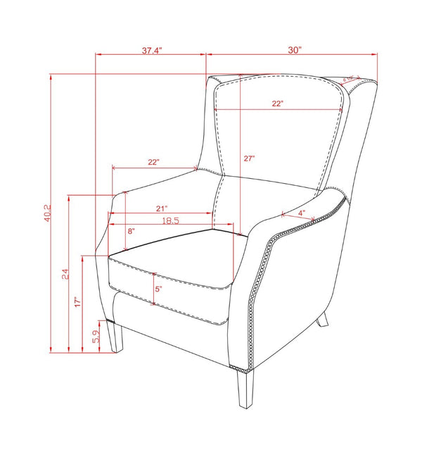 Pasargad Home Baker Wing Chair - Vintage Cigar Brown Leather With Elegant Dark Wood Legs Brown Leather Chair-900