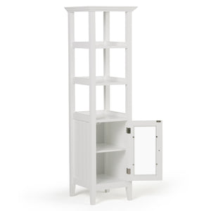 English Elm Acadian Bath Storage Tower – Sleek Pure White Cabinet With Adjustable Shelves For Modern Spaces B136P158499