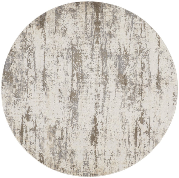 Feizy Rugs Parker Abstract Distressed Rug - Contemporary Viscose And Polyester Design For Modern Interiors Ivory,Brown Viscose,Polyester Prk3719fslvbgen97