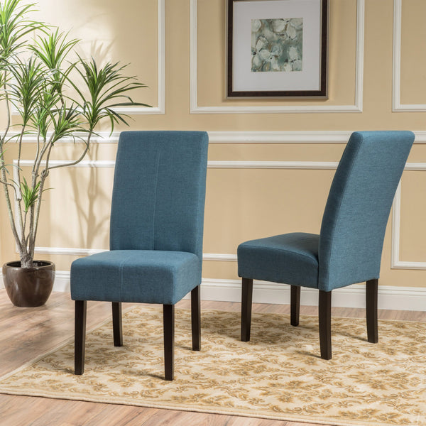 English Elm Pertica Upholstered Dining Chair Set of 2 with T-stitch Detail for Modern 38541.00BLU