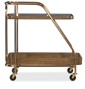 Hooker Furniture Commerce Walnut Veneer Rolling Bar Cart with Smoked Glass Top for Entertaining 7228-50763-85