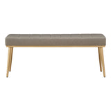 Homelegance By Top-Line Piper Gold Finish Fabric Dining Bench Dark Grey Polyester