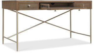 Hooker Furniture Sonnet Roomy Writing Desk With White Oak Veneer, Woven Cane Drawers & Reversible Insert — Versatile Workspace 6072-10458-85