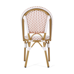 English Elm Outdoor Woven Rattan Bistro Chair Set of 2 with Aluminum Frame Bamboo Print Finish 69958.00RT
