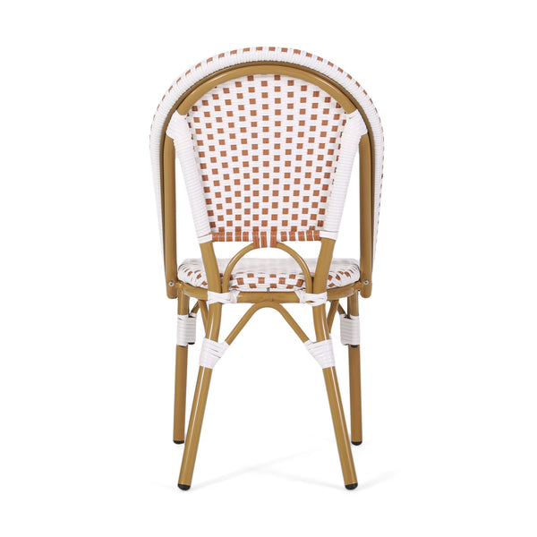 English Elm Outdoor Woven Rattan Bistro Chair Set of 2 with Aluminum Frame Bamboo Print Finish 69958.00RT