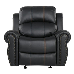 English Elm Christopher Knight Home® - GLIDING Recliner with Faux Leather Upholstery, Nailhead Trim, Foam Support and Pushback Comfort Black 57339.00PUBLK