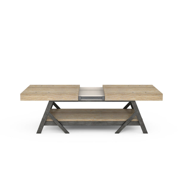 A.R.T. Furniture Frame Sliding-top Cocktail Table With Storage, Two-tone Finish, And Industrial Chic Design For Living Spaces Light Brown Ash & Poplar Solid,Plank,Effect Flakey & Quarter,Sawn Oak Veneer 278320-2344