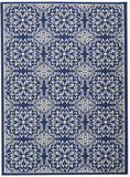 Nourison Jubilant JUB06 Machine Made Power-loomed Narrow Border Indoor Only Farmhouse Contemporary Rug Navy,Ivory, Navy Ivory 100% Polypropylene 99446857187