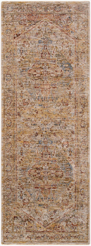Livabliss Naila Traditional Fringe Area Rug Turkey Woven Polyester Pile Living Room Anchor Tan, Sage 2'7" x 7'3" IAL2300-2773