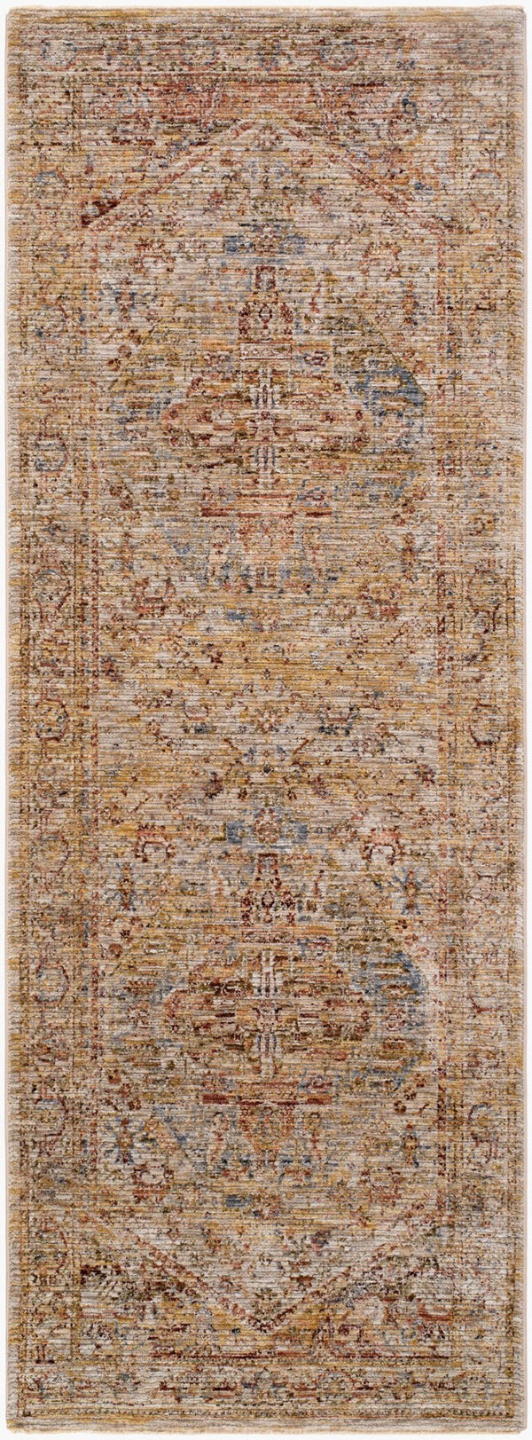 Livabliss Naila Traditional Fringe Area Rug Turkey Woven Polyester Pile Living Room Anchor Tan, Sage 2'7" x 7'3" IAL2300-2773