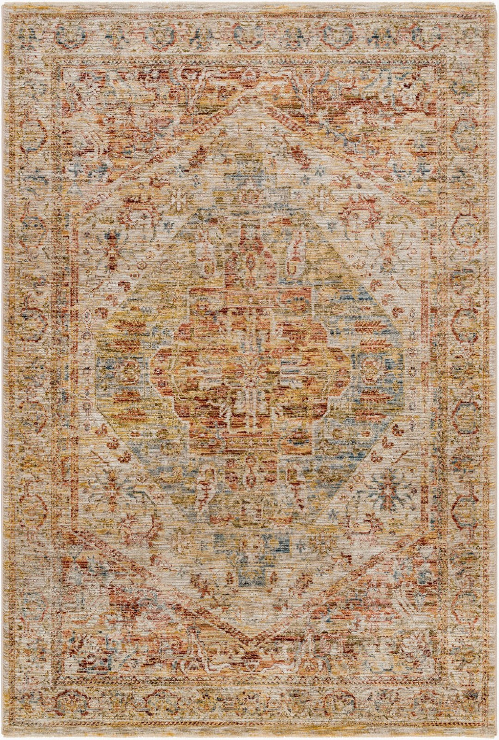 Livabliss Naila Traditional Fringe Area Rug Turkey Woven Polyester Pile Living Room Anchor Tan, Sage 12' x 15' IAL2300-1215