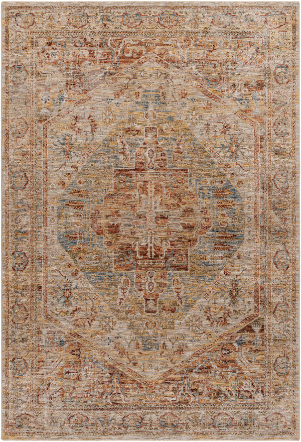 Naila IAL-2300 7'10" x 7'10" Round Machine Woven Rug IAL2300-710RD  Tan, Sage, Light Sage, Mustard, Olive, Rust Surya