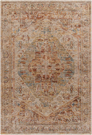 Livabliss Naila Traditional Fringe Area Rug Turkey Woven Polyester Pile Living Room Anchor Tan, Sage 6'7" x 9'6" IAL2300-6796