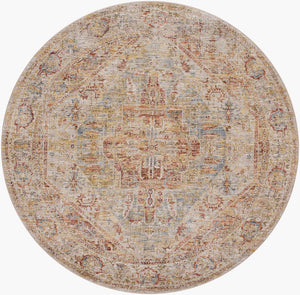 Livabliss Naila Traditional Fringe Area Rug Turkey Woven Polyester Pile Living Room Anchor Tan, Sage 5'3" x 5'3" IAL2300-53RD