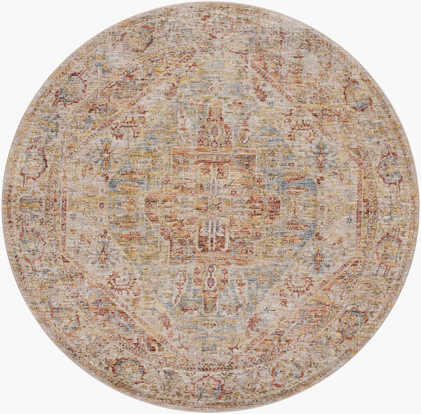 Livabliss Naila Traditional Fringe Area Rug Turkey Woven Polyester Pile Living Room Anchor Tan, Sage 5'3" x 5'3" IAL2300-53RD