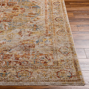 Livabliss Naila Traditional Fringe Area Rug Turkey Woven Polyester Pile Living Room Anchor Tan, Sage 2'7" x 7'3" IAL2300-2773