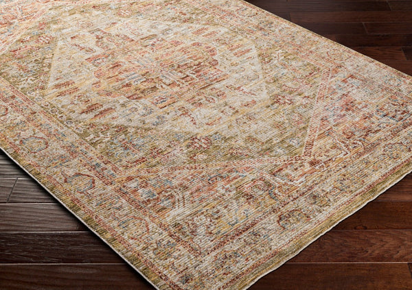 Livabliss Naila Traditional Turkish Woven Polyester Area Rug with Fringe for Formal Living Rooms Tan, Sage 10' x 13'11" IAL2301-1014