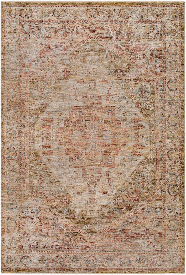Livabliss Naila Traditional Turkish Woven Polyester Area Rug with Fringe for Formal Living Rooms Tan, Sage 10' x 13'11" IAL2301-1014