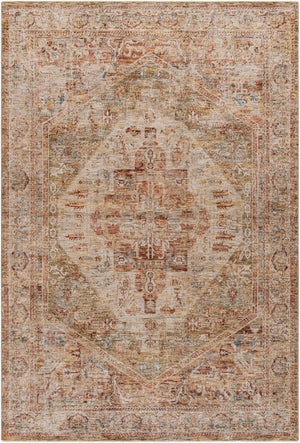 Livabliss Naila Traditional Turkish Woven Polyester Area Rug with Fringe for Formal Living Rooms Tan, Sage 6'7" x 9'6" IAL2301-6796