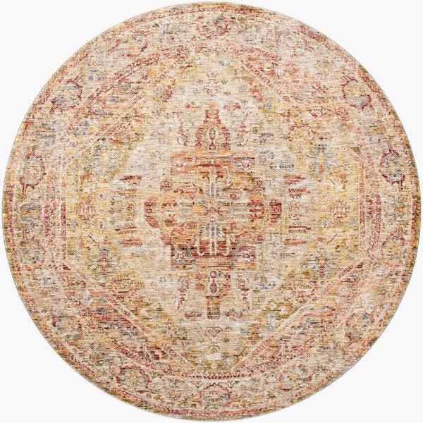Livabliss Naila Traditional Turkish Woven Polyester Area Rug with Fringe for Formal Living Rooms Tan, Sage 5'3" x 5'3" IAL2301-53RD