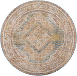 Naila IAL-2302 7'10" x 7'10" Round Machine Woven Rug IAL2302-710RD  Tan, Sage, Light Sage, Mustard, Dark Blue, Olive Surya