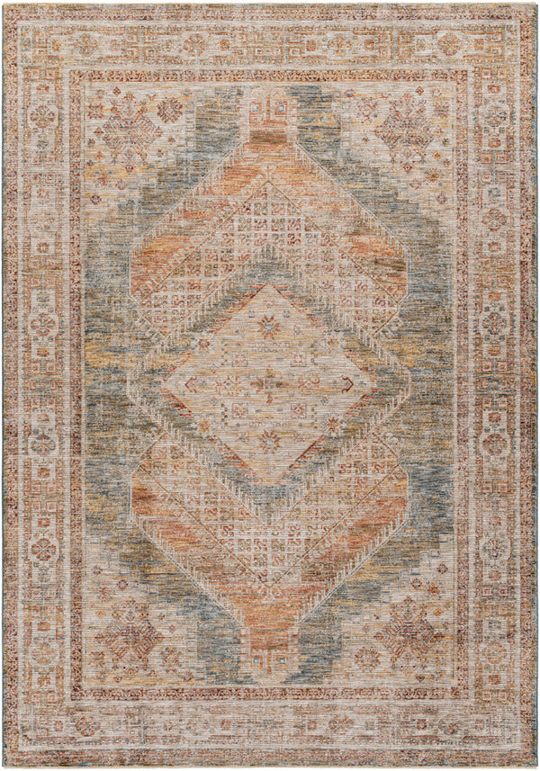 Naila IAL-2302 6'7" x 9'6" Machine Woven Rug IAL2302-6796  Tan, Sage, Light Sage, Mustard, Dark Blue, Olive Surya