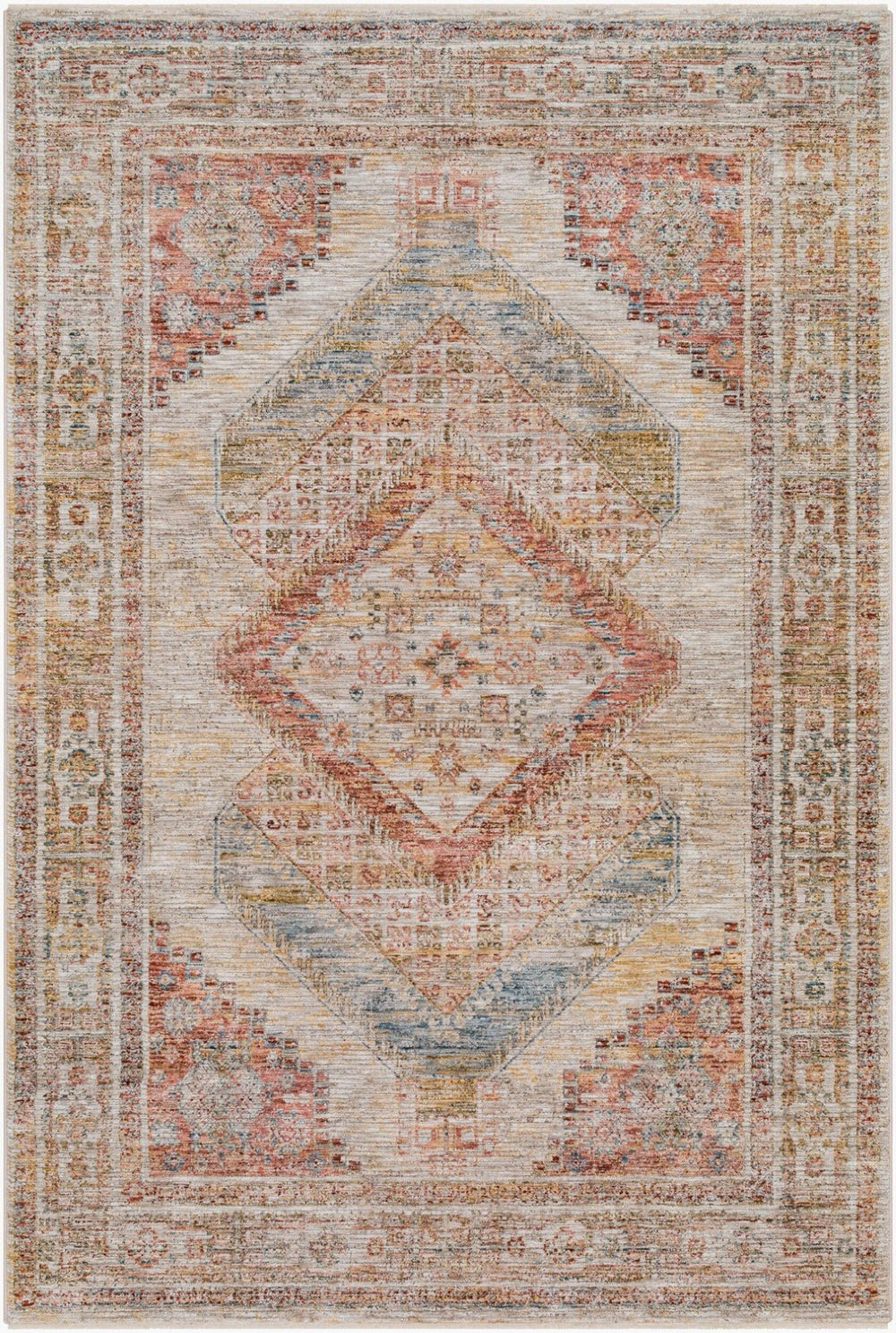 Livabliss Naila Traditional Fringe Area Rug Machine Woven Polyester for Formal Living Rooms Light Sage, Tan 7'10" x 10'2" IAL2303-710103