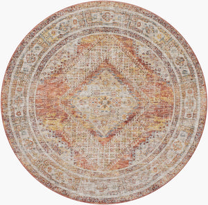 Livabliss Naila Traditional Fringe Area Rug Turkey Woven Polyester for Formal Living Dining Rooms Tan, Sage 7'10" x 7'10" IAL2304-710RD
