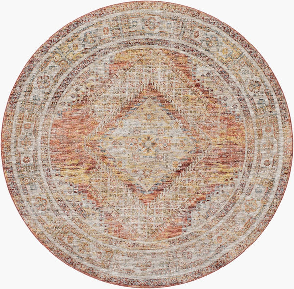 Livabliss Naila Traditional Fringe Area Rug Turkey Woven Polyester for Formal Living Dining Rooms Tan, Sage 7'10" x 7'10" IAL2304-710RD