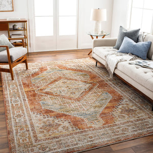 Livabliss Naila Traditional Fringe Area Rug Turkey Woven Polyester for Formal Living Dining Rooms Tan, Sage 7'10" x 7'10" IAL2304-710RD