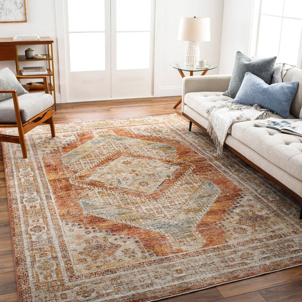 Livabliss Naila Traditional Fringe Area Rug Turkey Woven Polyester for Formal Living Dining Rooms Tan, Sage 7'10" x 7'10" IAL2304-710RD