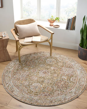 Livabliss Naila Traditional Fringe Area Rug Polyester Machine Woven for Living Room Bedroom Sage, Light Sag 6'7" x 6'7" IAL2306-67RD