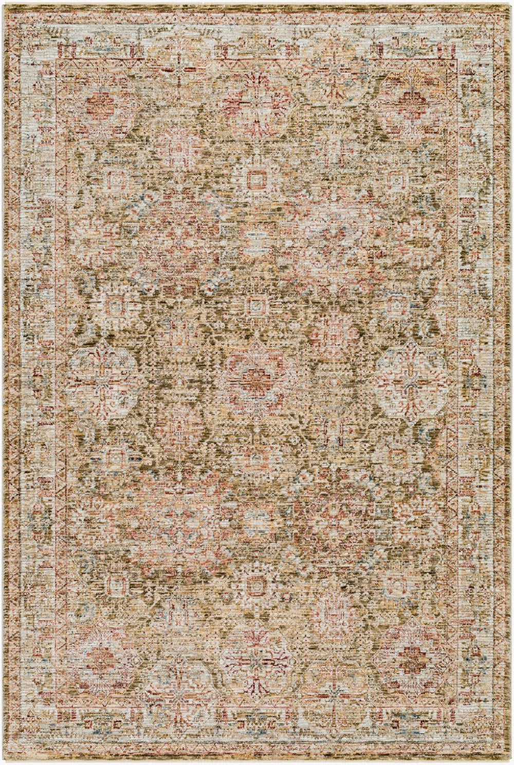 Livabliss Naila Traditional Fringe Area Rug Polyester Machine Woven for Living Room Bedroom Sage, Light Sag 5' x 7'5" IAL2306-575