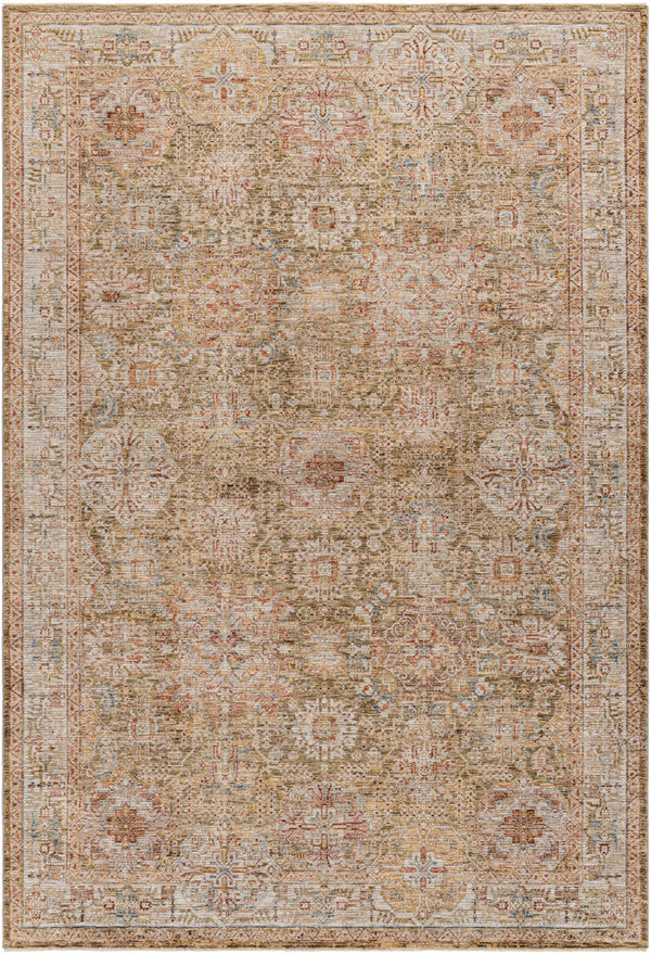 Naila IAL-2306 6'7" x 9'6" Machine Woven Rug IAL2306-6796  Sage, Light Sage, Olive, Mustard, Tan, Rust Surya
